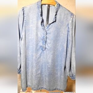 JANE AND DELANCY light Blue Ruffled Women's Top